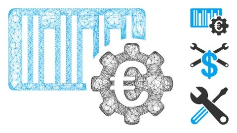 Euro Barcode Setup Polygonal Web Vector Mesh Illustration Illustrazione stock