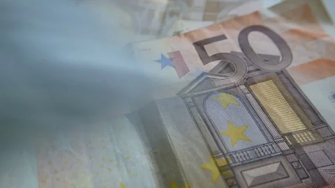 Euro bills Falling Into Frame Stock Footage 80632235
