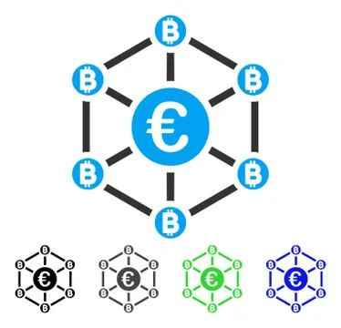 Euro Bitcoin Network Flat Icon Stock Illustration