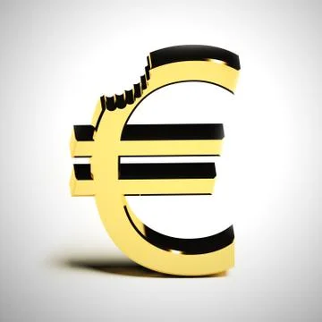 Euro With Bite Showing Devaluation Crisis And Recession Stock Illustration