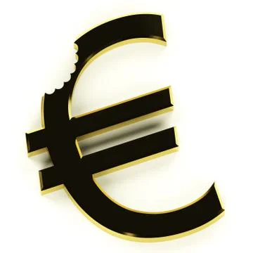 Euro with bite showing devaluation economic crisis and recession Illustrazione stock