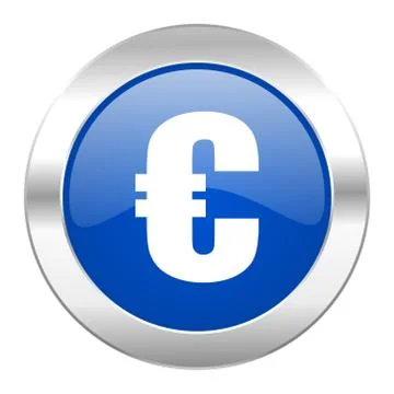 Euro blue circle chrome web icon isolated. Stock Illustration