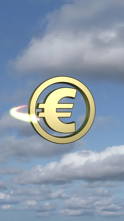 Euro Bronze Clouds Vertical Stockbeeldmateriaal 340408125