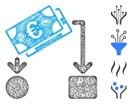 Euro Cash Flow Web Vector Mesh Illustration Stockillustratie