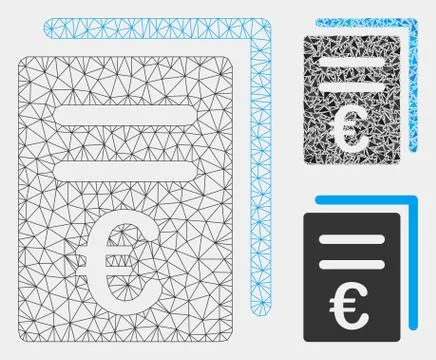 Euro Catalog List Vector Mesh Wire Frame Model and Triangle Mosaic Icon イラスト素材