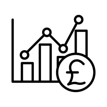 Euro chart linear logo mark in black and white 스톡 일러스트