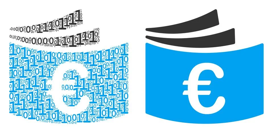 Euro Checkbook Collage of Binary Digits Stockillustratie
