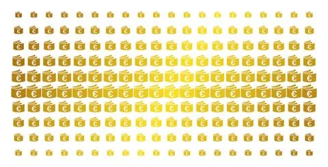 Euro Checkbook Gold Halftone Pattern 库存插图