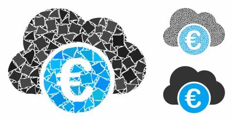 Euro cloud banking Composition Icon of Irregular Pieces Ilustração Stock