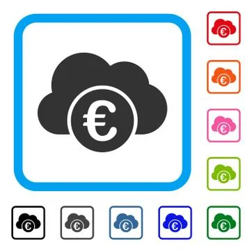 Euro Cloud Banking Framed Icon Stock Illustration