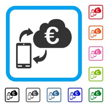 Euro Cloud Banking Framed Icon Ilustración de archivo