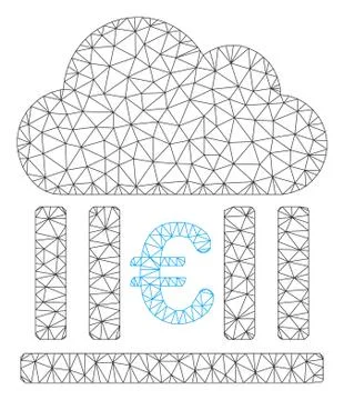 Euro Cloud Banking Polygonal Frame Vector Mesh Illustration Stock Illustration