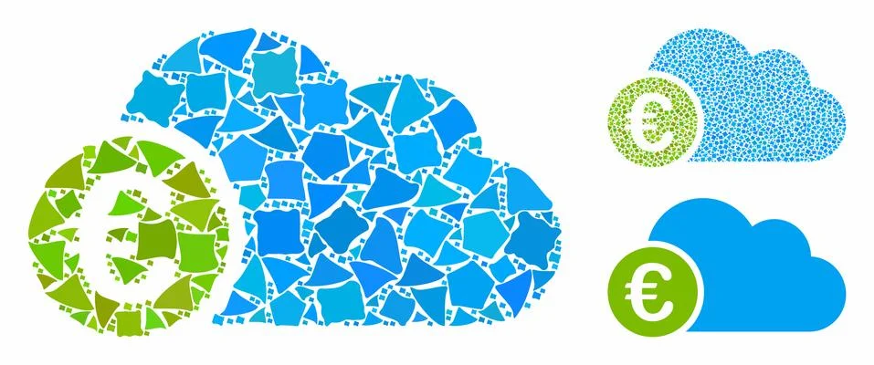 Euro cloud Composition Icon of Ragged Parts Ilustração Stock