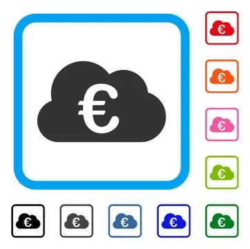 Euro Cloud Framed Icon Stock Illustration