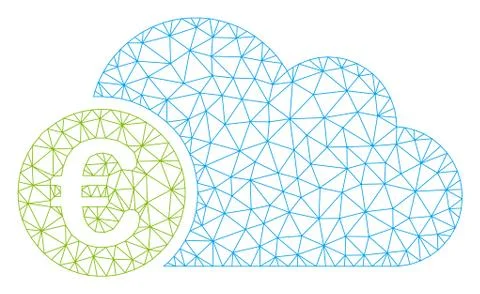 Euro Cloud Polygonal Frame Vector Mesh Illustration Stock Illustration