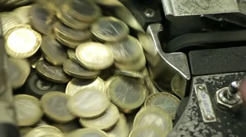 Euro Coin Counting Machine Stock Footage 21980756