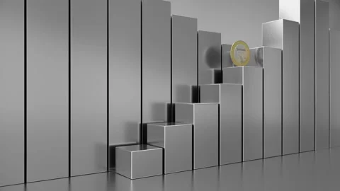Euro Coin is falling down from bar charts. Stock Footage 114973311