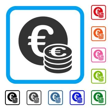 Euro Coin Stack Framed Icon Stockillustratie
