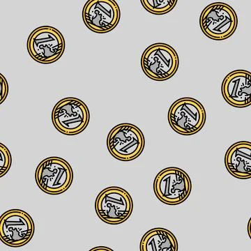 Euro coin vector seamless pattern Stockillustratie