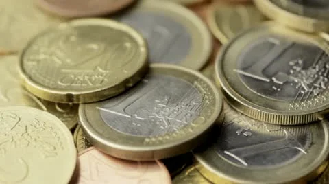 Euro Coins close up Stock Footage 10953655