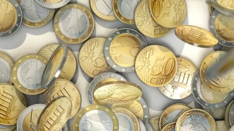 Euro coins dropping Stock Footage 10773163