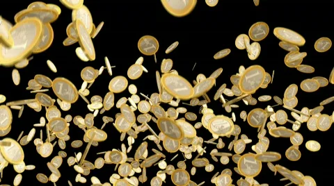 Euro coins fall, CGI, alpha channel Stock Footage 612008