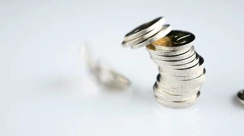 Euro coins falling down Stock-Footage 60013832