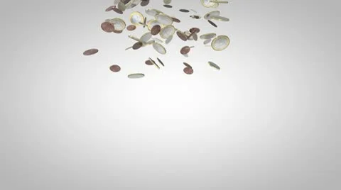 Euro Coins Falling in Slowmotion Stock Footage 10720097