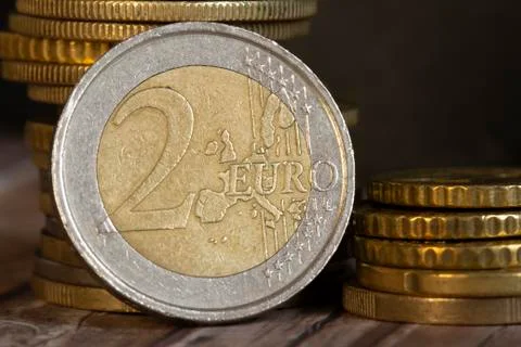 Euro coins macro Stock Photos