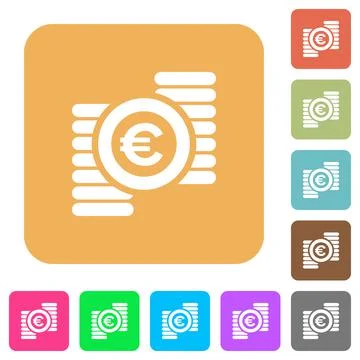 Euro coins rounded square flat icons 库存插图