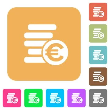 Euro coins rounded square flat icons Illustrazione stock