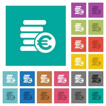 Euro coins square flat multi colored icons Stockillustratie