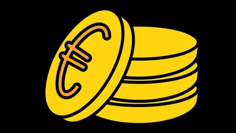 Euro Coins Stack Gold Animation Transparent Vector Motion Graphics Loop Stock Footage 95942292