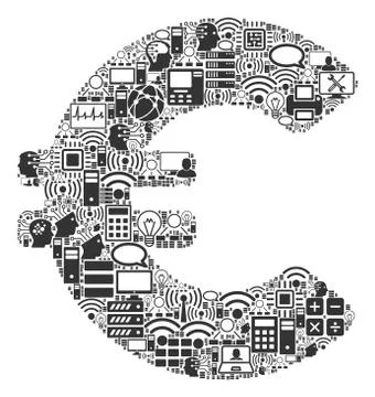 Euro Collage Icon for BigData and Computing Ilustración de archivo
