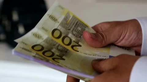Euro counting cash banknote paper Stock Footage