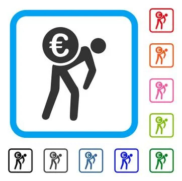 Euro Courier Framed Icon Stock Illustration