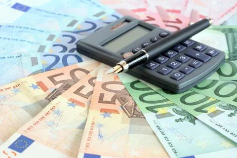Euro currency calculation Stock Photos