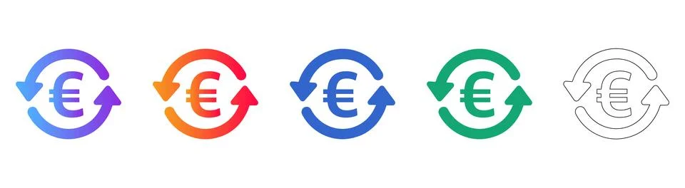 Euro Currency Exchange Loop Icon Set イラスト素材