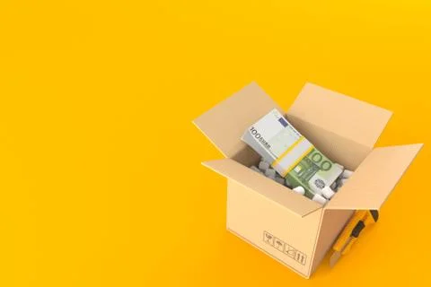 Euro currency inside package Stock Illustration