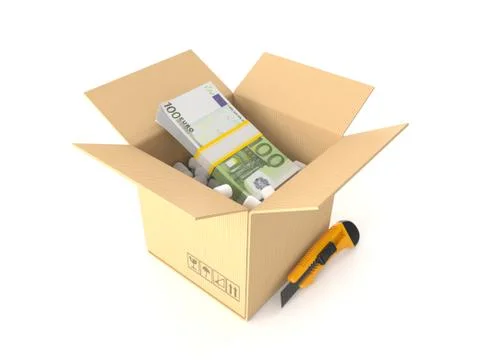 Euro currency inside package Illustrazione stock