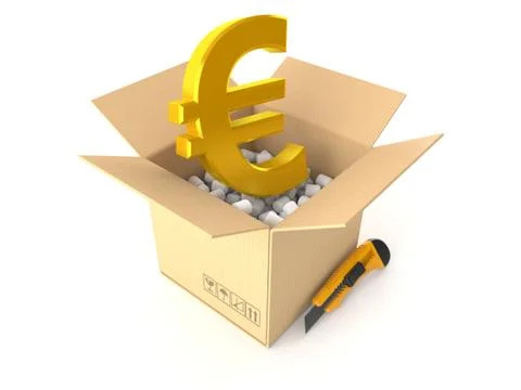 Euro currency inside package Illustrazione stock