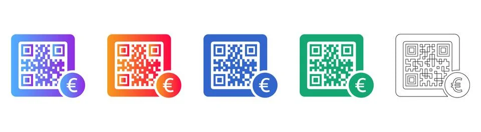 Euro Currency QR Code Payment Icons Illustrazione stock