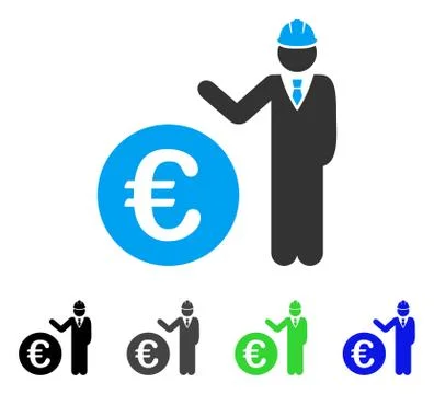 Euro Developer Flat Icon 스톡 일러스트
