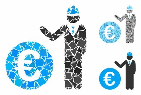 Euro developer Mosaic Icon of Irregular Pieces Stock Illustration