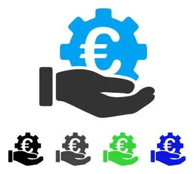 Euro Development Service Hand Flat Icon Stock Illustration
