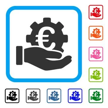 Euro Development Service Hand Framed Icon 스톡 일러스트
