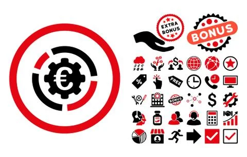 Euro Diagram Options Flat Vector Icon with Bonus イラスト素材