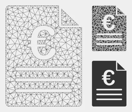Euro Document Vector Mesh 2D Model and Triangle Mosaic Icon イラスト素材