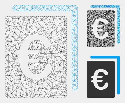 Euro Document Vector Mesh 2D Model and Triangle Mosaic Icon イラスト素材