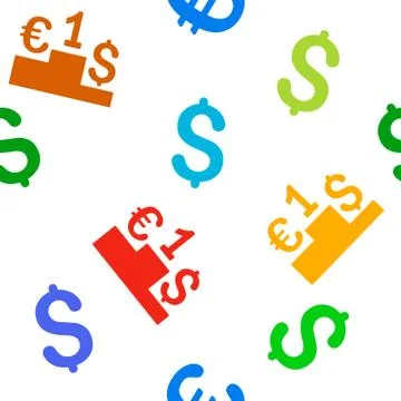 Euro Dollar Competition Flat Vector Seamless Pattern Illustrazione stock